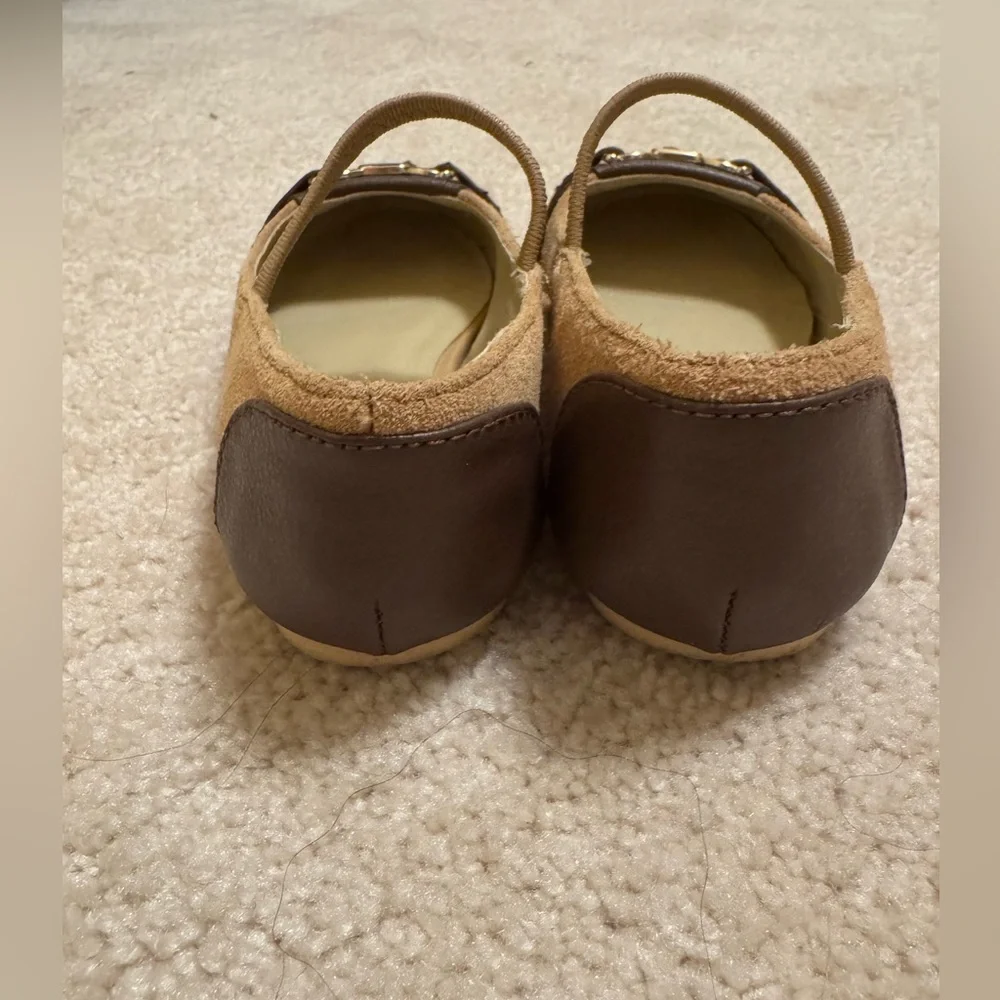 Janie Jack 6 Toddler Horse Bit Tassel Ballet Flat Tan Brown Leather Equestrian